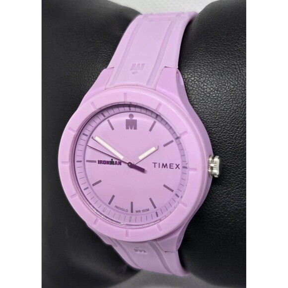 Women\'s Timex Ironman Indiglo Essential Urban Purple Lilac Rubber Band Watch 08